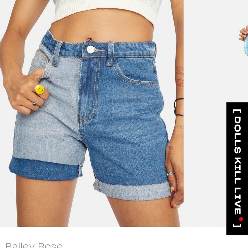 Bailey Rose two toned denim shorts